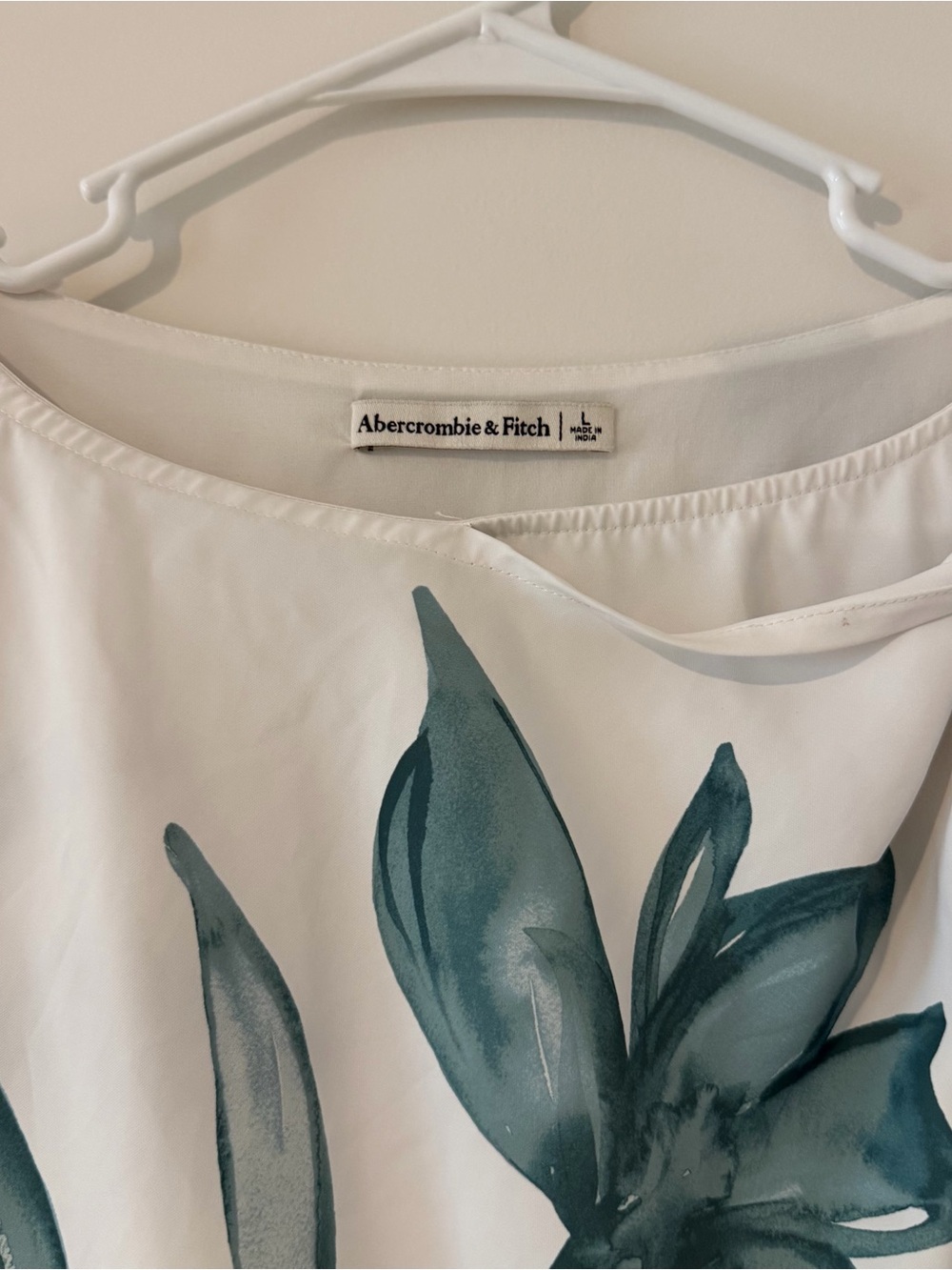 Abercrombie & Fitch Teal Floral Knotted Scarf Top Women’s Large - Picture 3 of 5